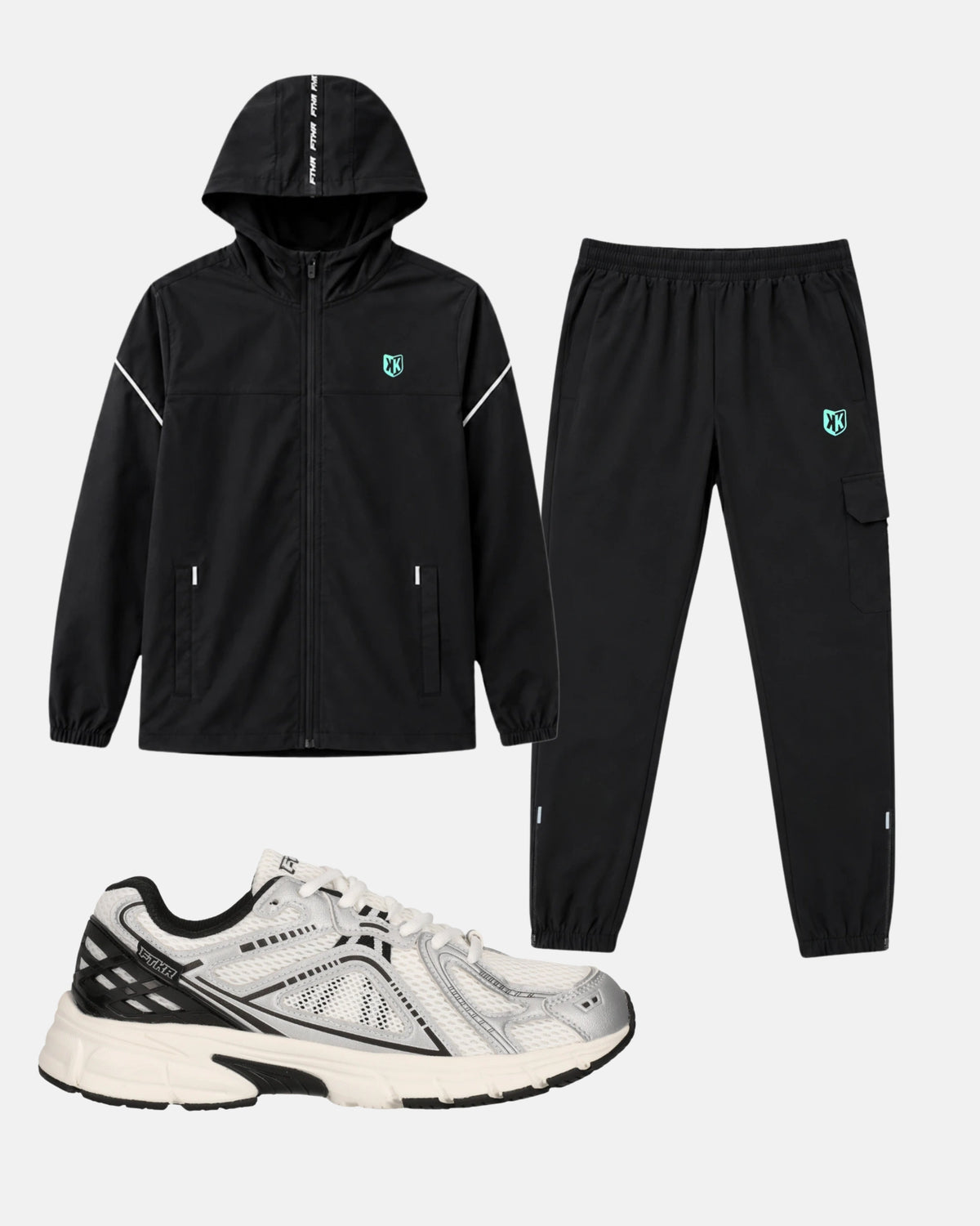Pack Survêtement FK Wind Noir + Baskets FTKR 1000 Blanc/Gris/Noir