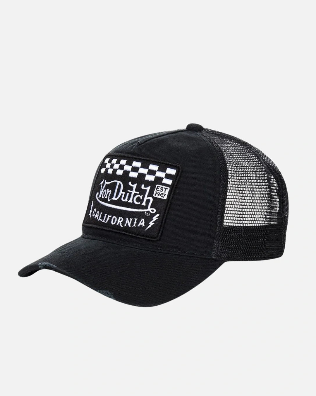 Casquette Von Dutch Trucker Ecusson Damier - Noir/Blanc