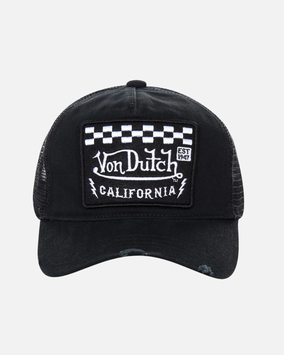 Casquette Von Dutch Trucker Ecusson Damier - Noir/Blanc