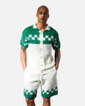 Ensemble Homme Maille Crochet - Blanc/Vert