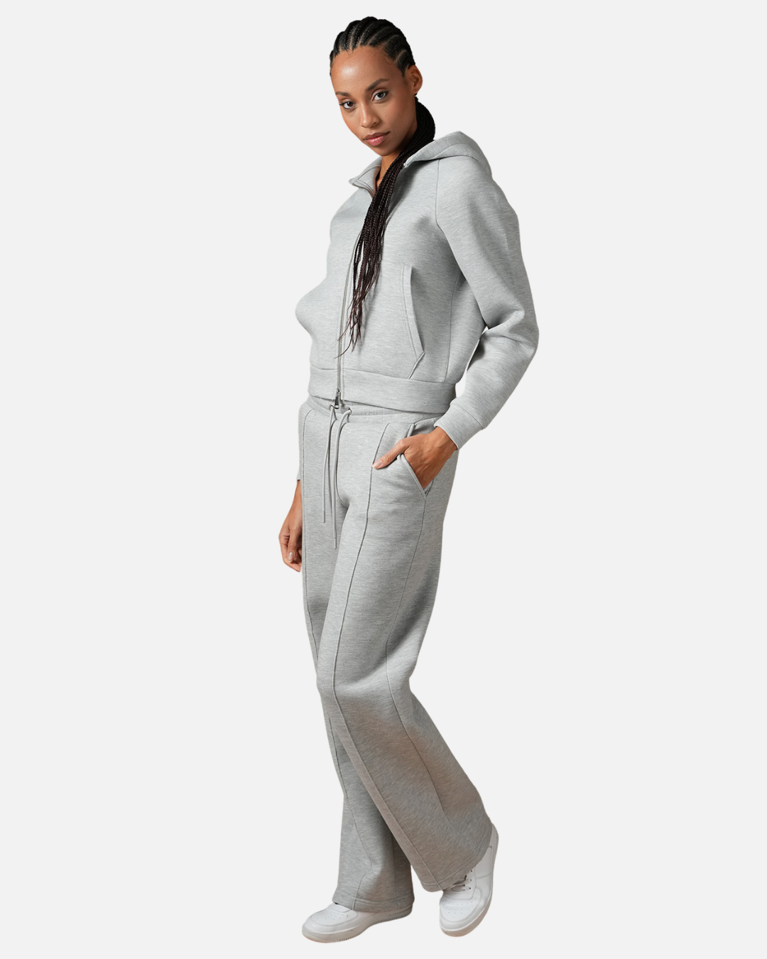 Survêtement Basic Femme Gris – Veste à capuche et pantalon jogging