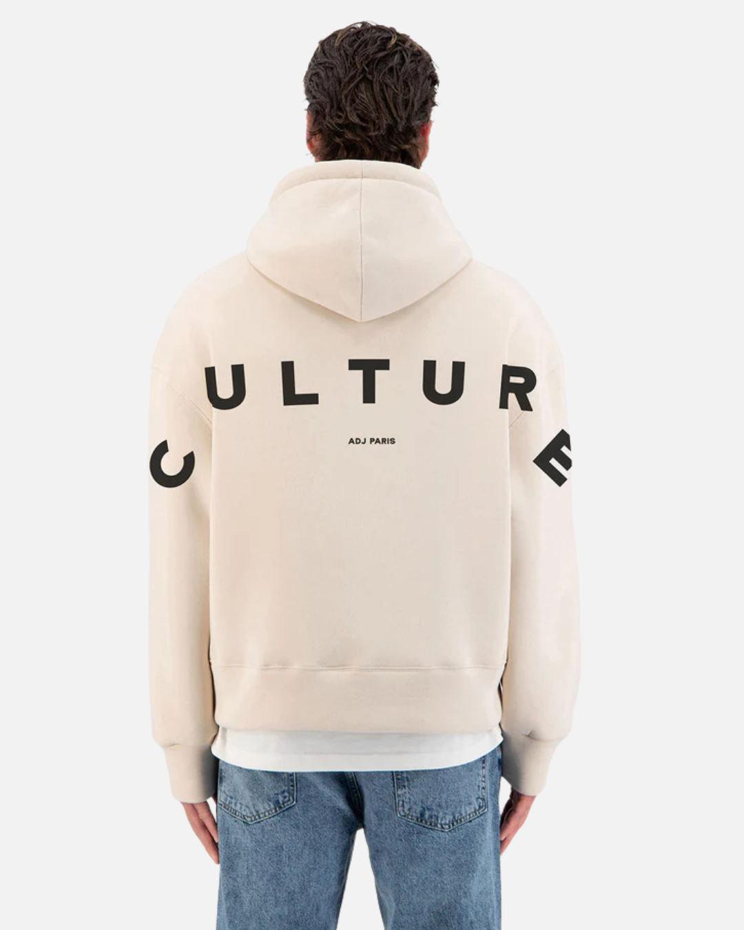 Sweat à capuche ADJ Culture Print - Beige/Noir