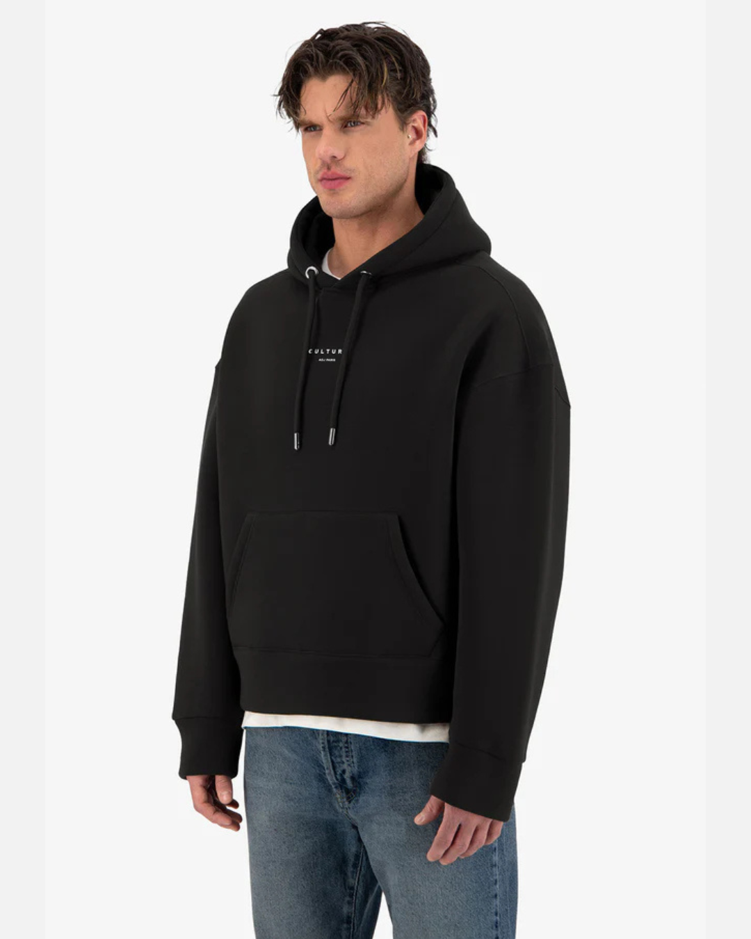 Sweat à capuche ADJ Culture Print - Noir/Blanc