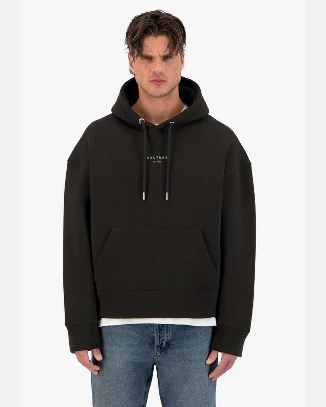 Sweat à capuche ADJ Culture Print - Noir/Blanc
