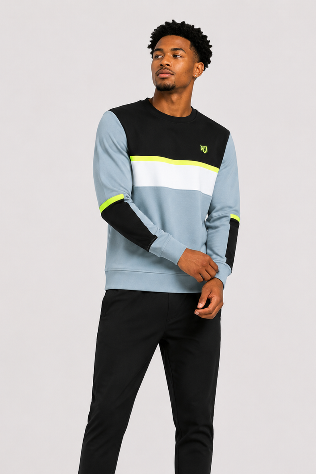 Sweat Sicarios V - Bleu fumé/Noir/Jaune