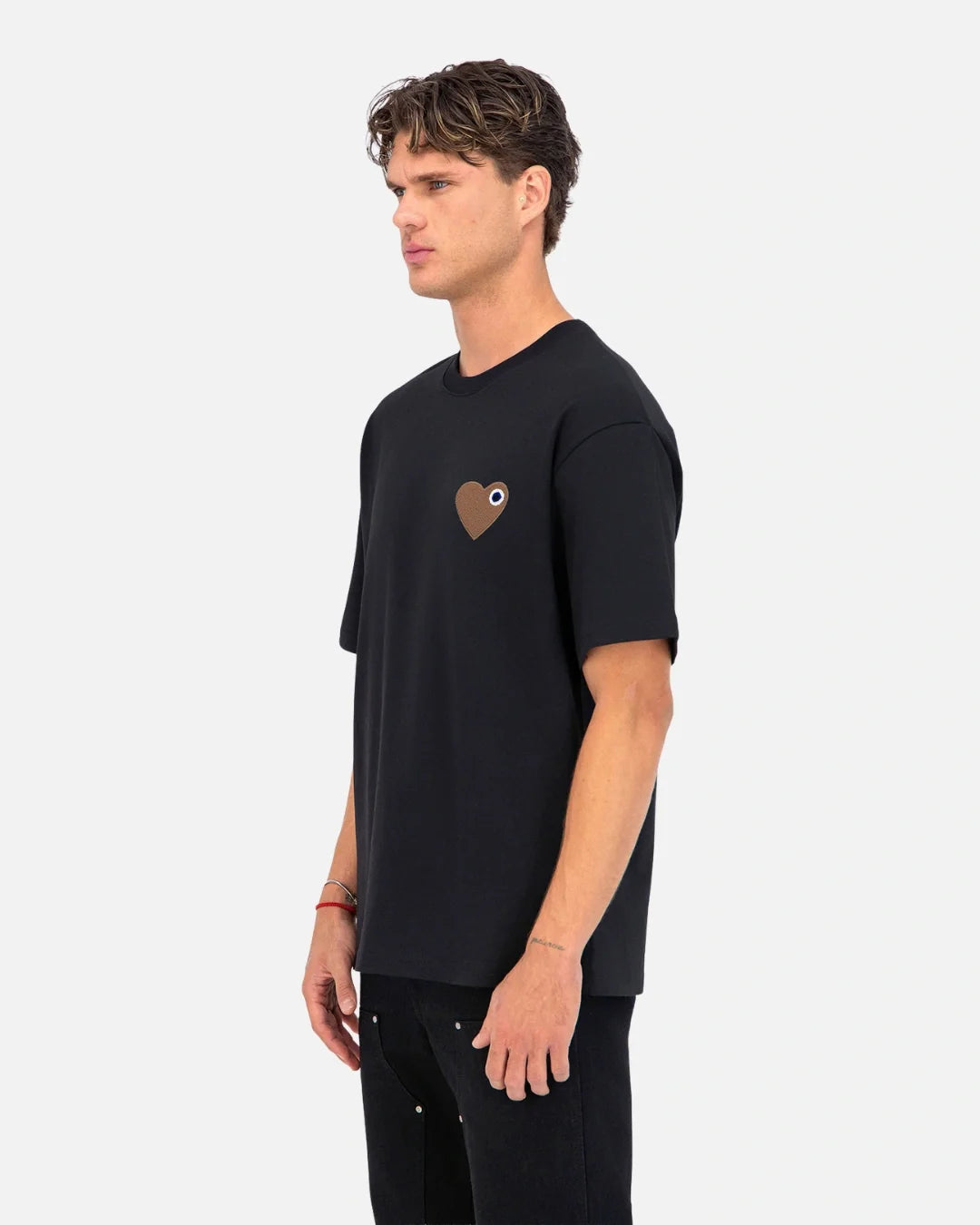 T-Shirt ADJ Coeur Chic - Noir/Beige