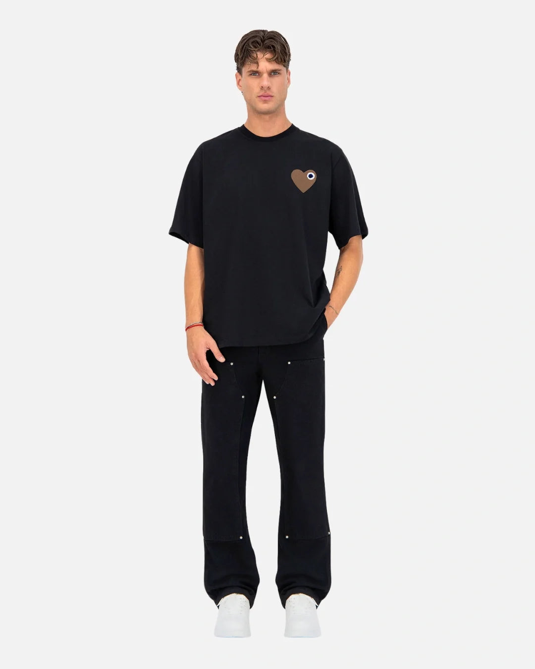 T-Shirt ADJ Coeur Chic - Noir/Beige