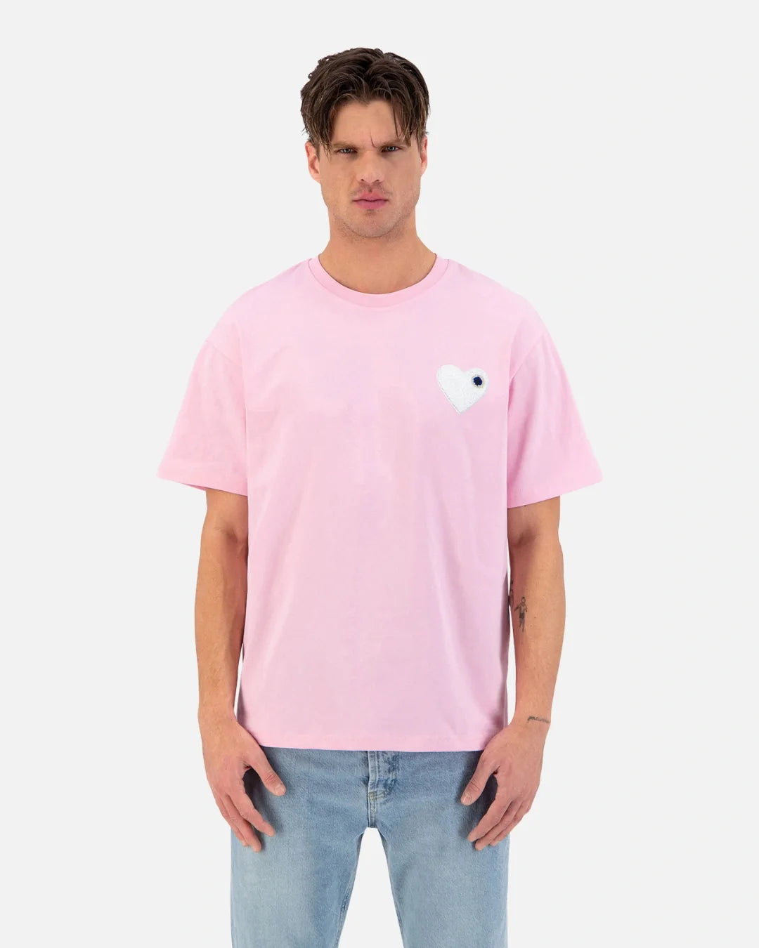 T-Shirt ADJ Coeur Chic - Rose/Blanc