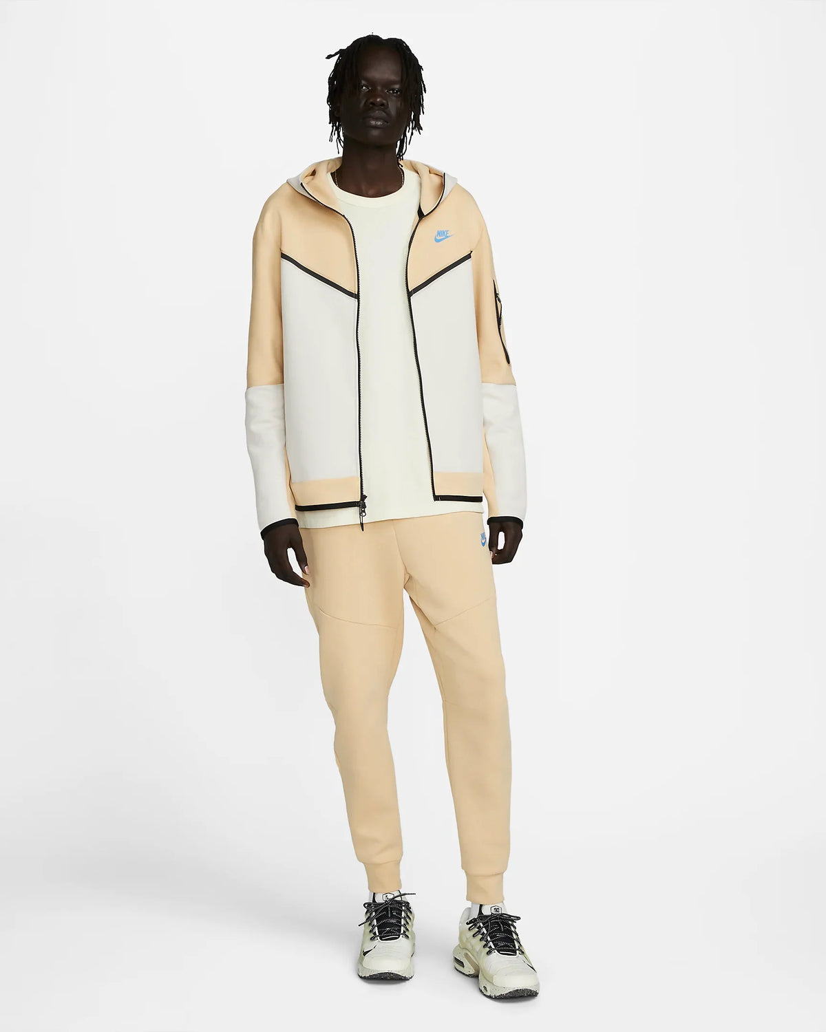 Pantalon jogging Nike Tech Fleece - Beige/Bleu