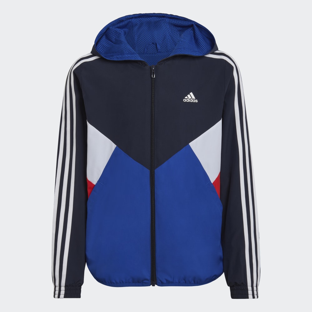 Veste Coupe-Vent Adidas Colorblock Junior - Bleu/Blanc/Rouge
