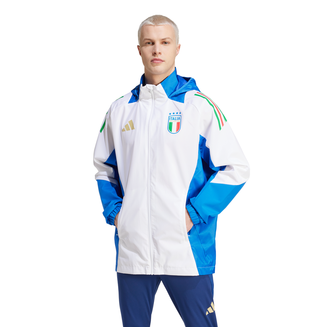 Veste Coupe-Vent Italie - Blanc/Bleu