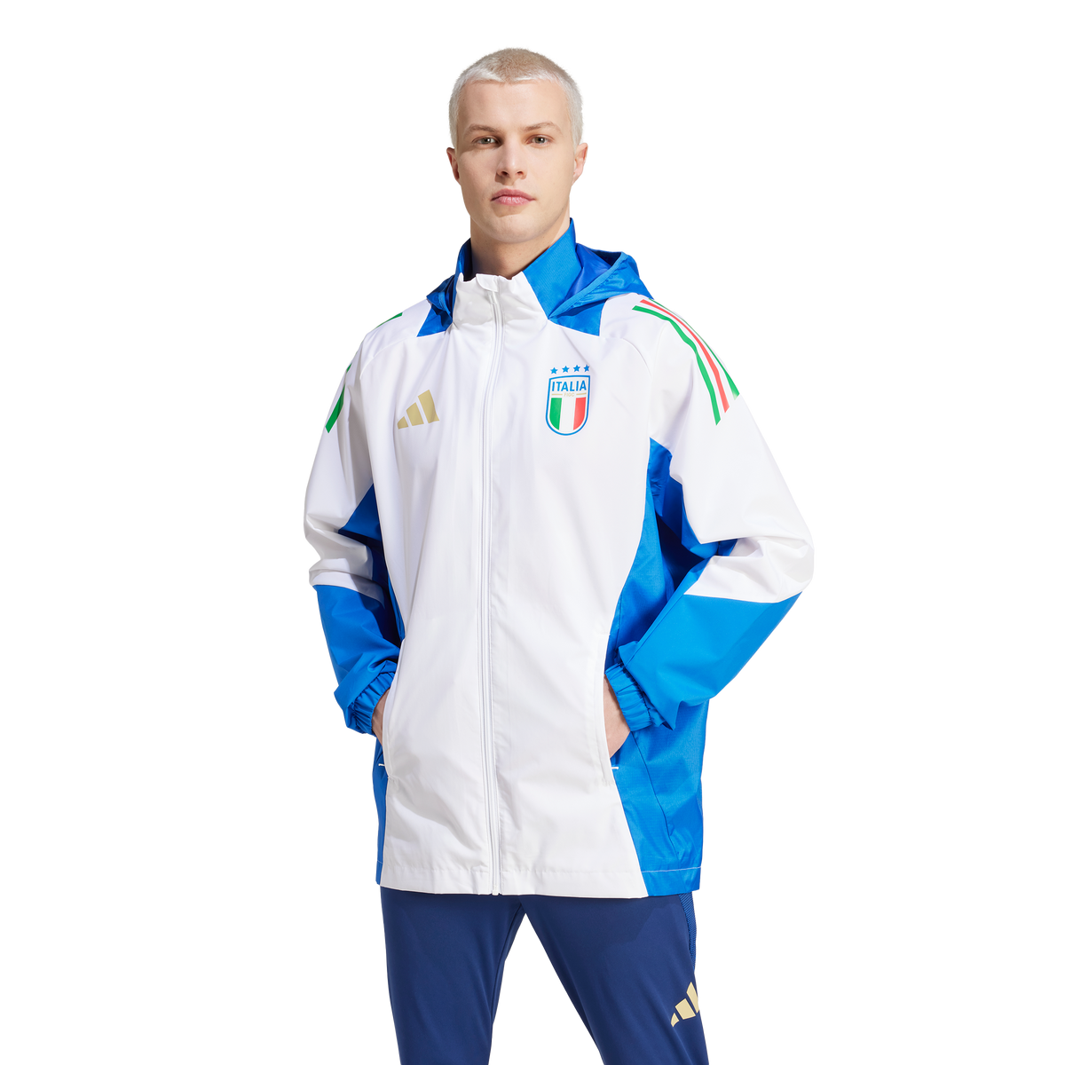 Veste Coupe-Vent Italie - Blanc/Bleu
