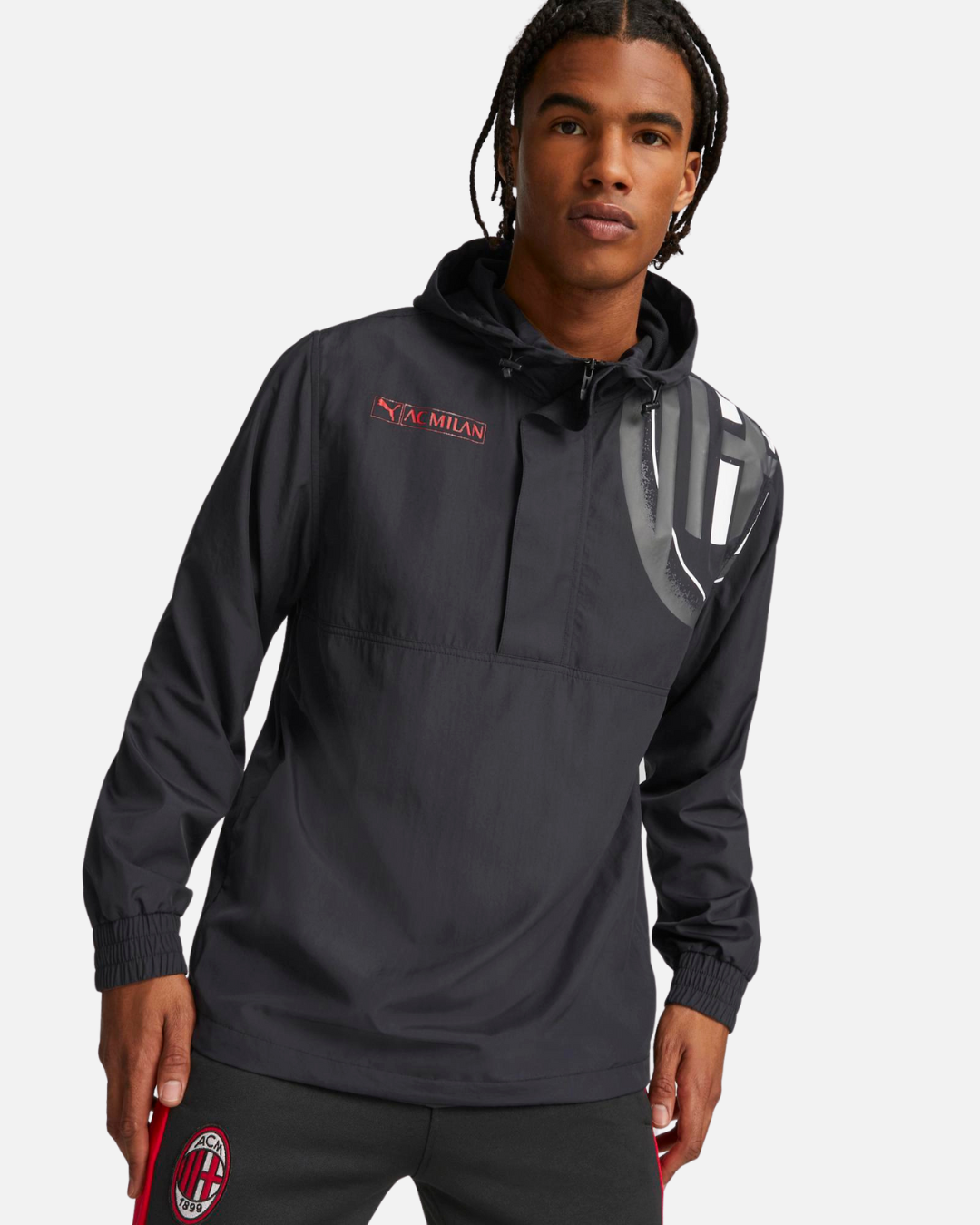 Veste Coupe-Vent Milan AC - Noir/Blanc/Rouge