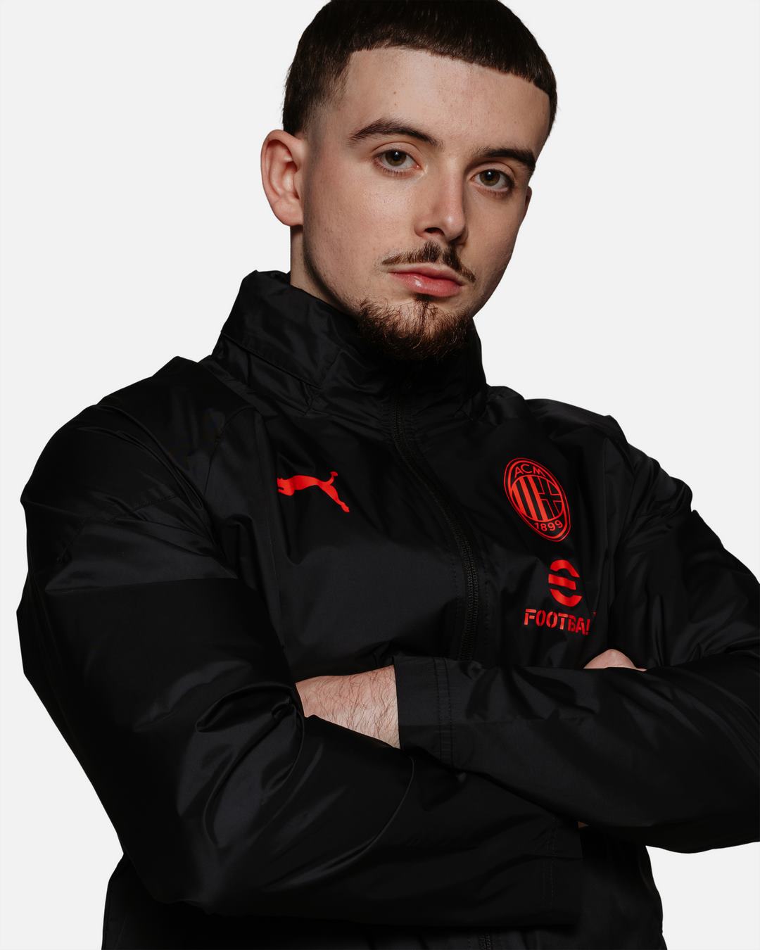 Veste Coupe-Vent Milan AC - Noir/Rouge