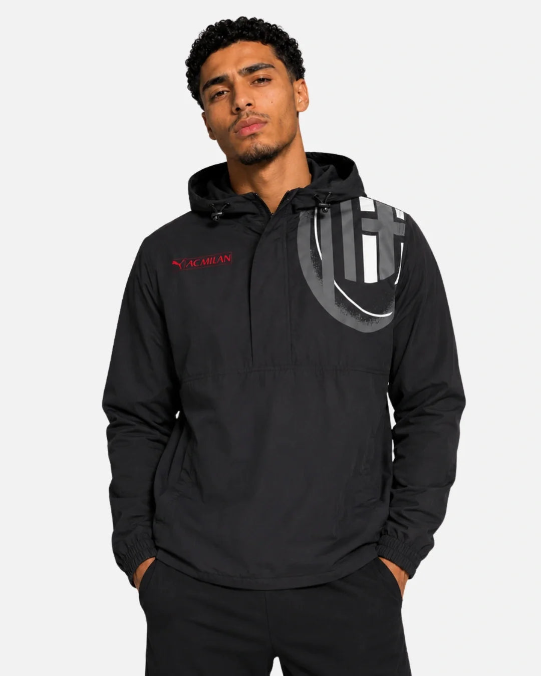 Veste Coupe-Vent Milan AC - Noir/Blanc/Rouge