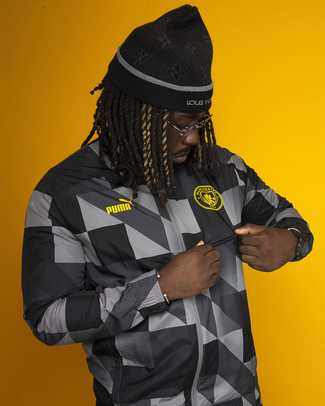 Veste de survêtement Manchester City - Noir/Gris/Jaune