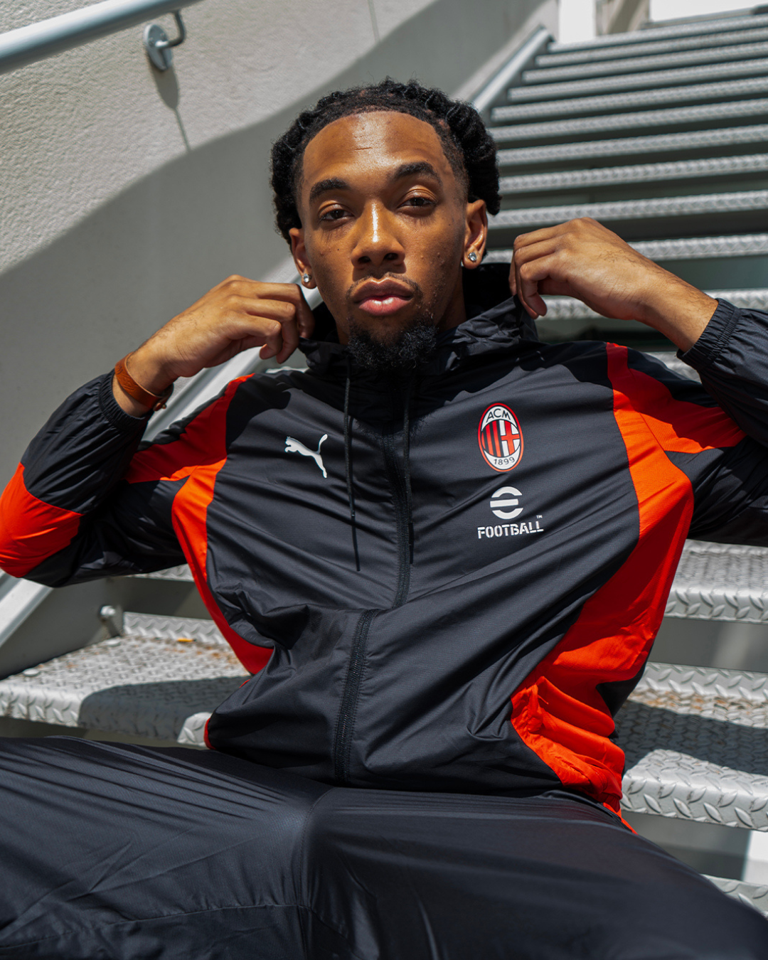 Veste de survêtement Milan AC - Noir/Rouge