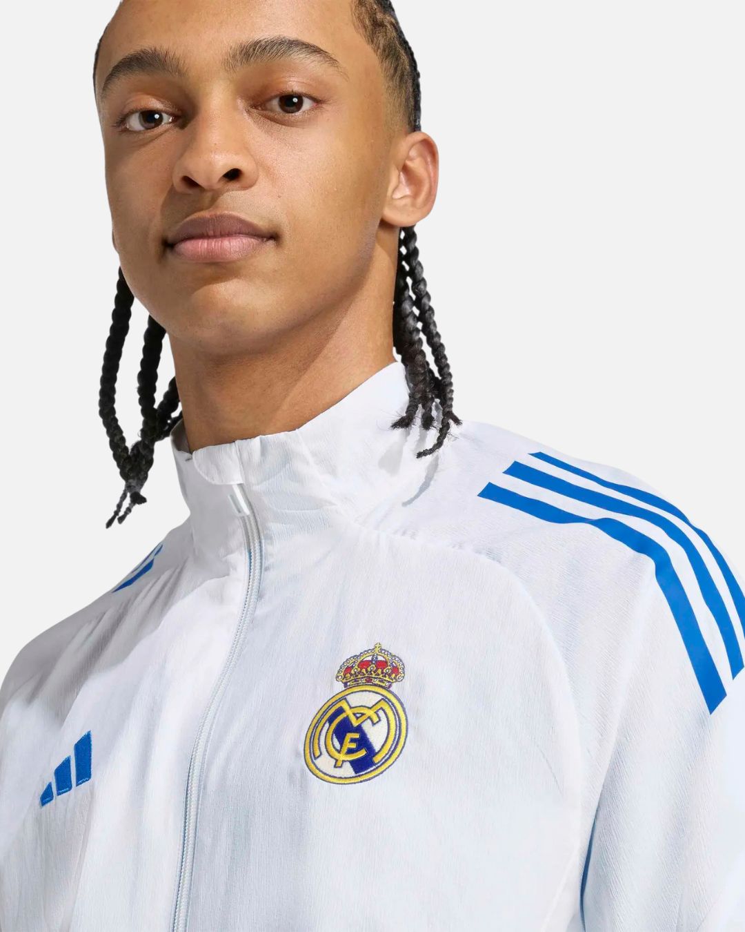 Veste de survêtement Prematch Real Madrid 2025/2026 - Blanc/Bleu