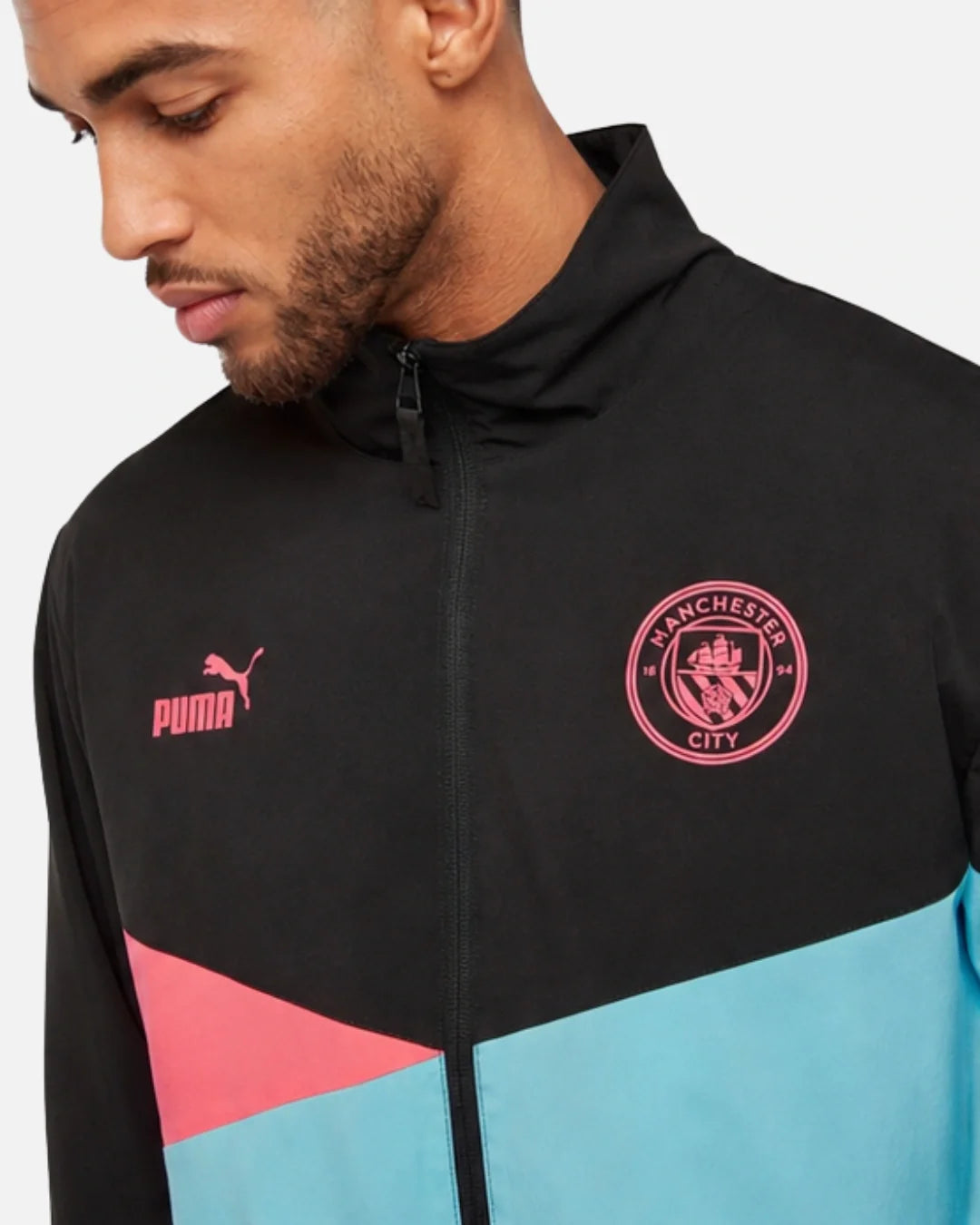 Veste de survêtement Manchester City - Noir/Bleu/Rose