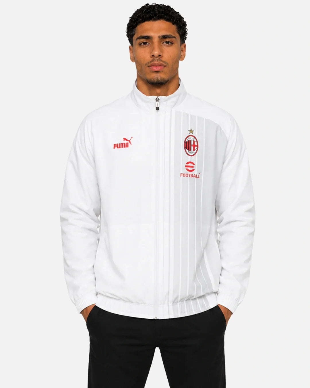 Veste de survêtement Milan AC - Blanc/Gris/Rouge