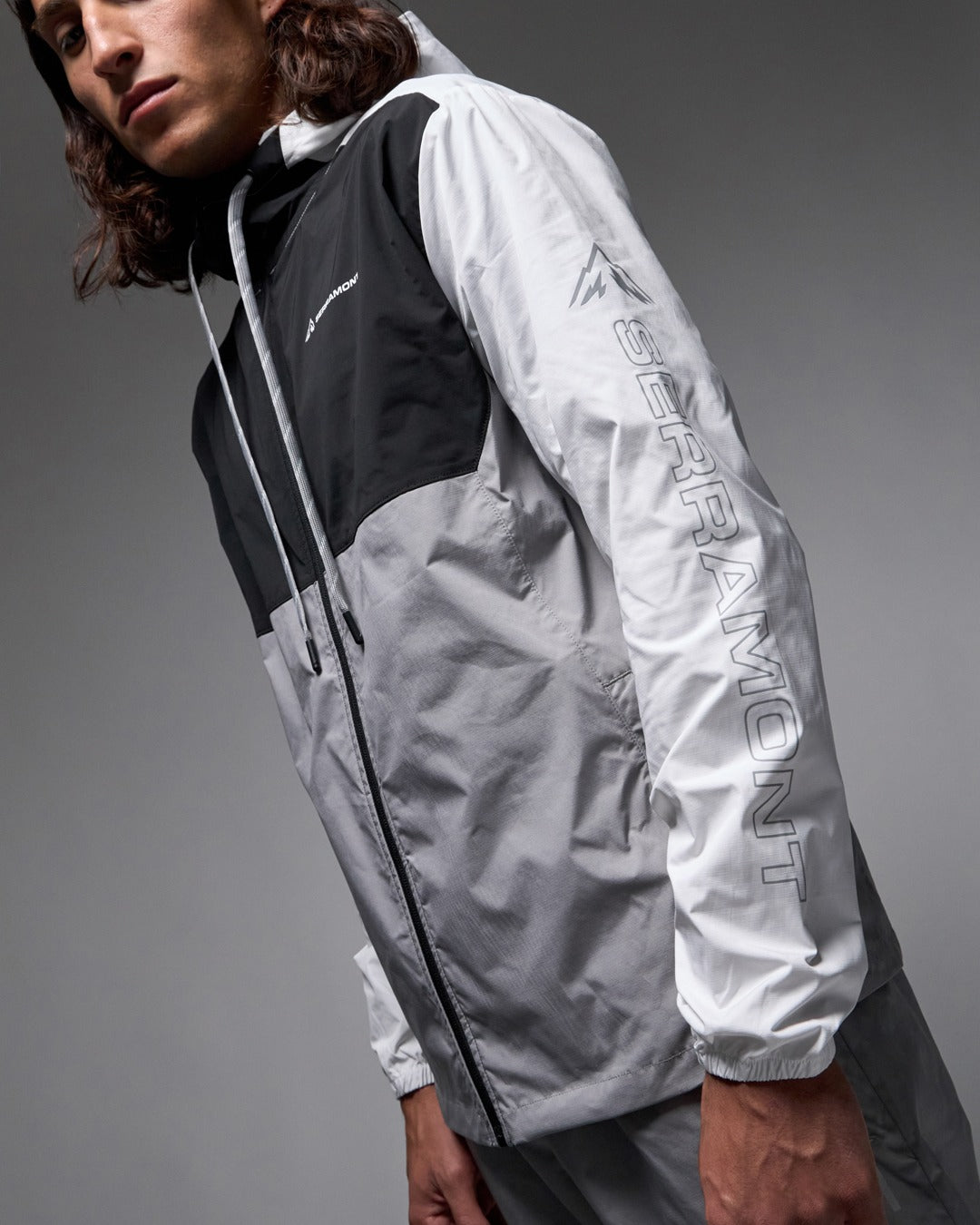 Veste de survêtement Running Serramont Thermodrive - Gris/Blanc/Noir