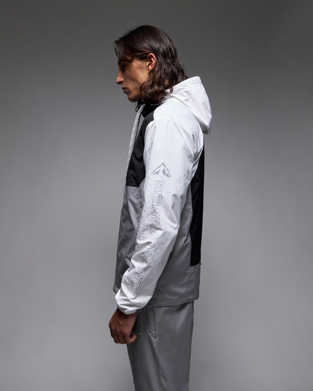 Veste de survêtement Running Serramont Thermodrive - Gris/Blanc/Noir
