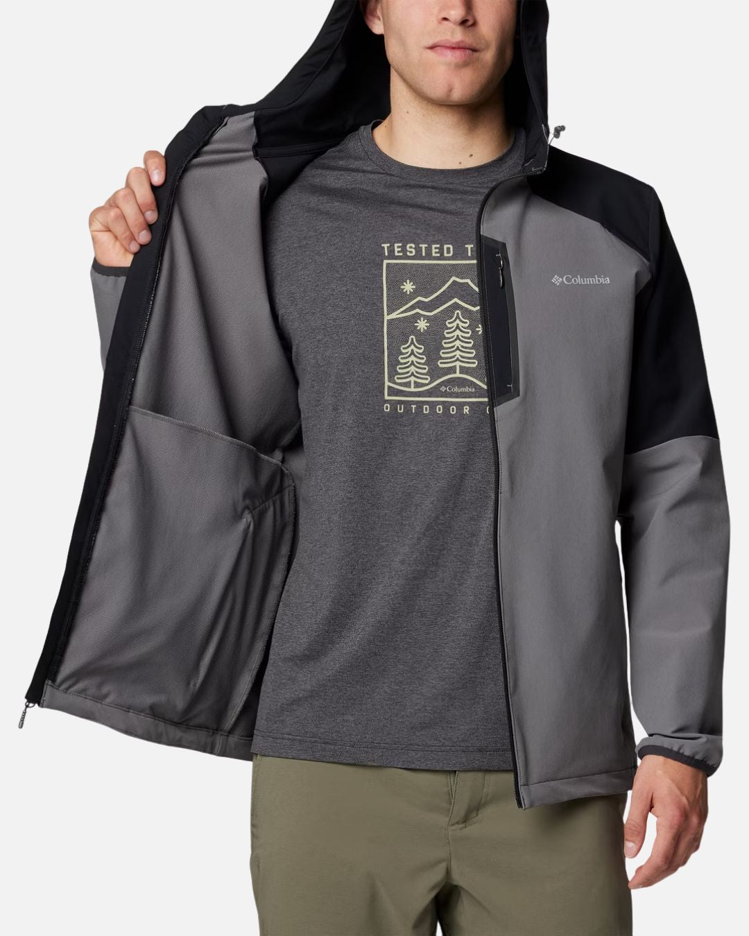 Veste Softshell à Capuche Columbia Tech - Gris/Noir