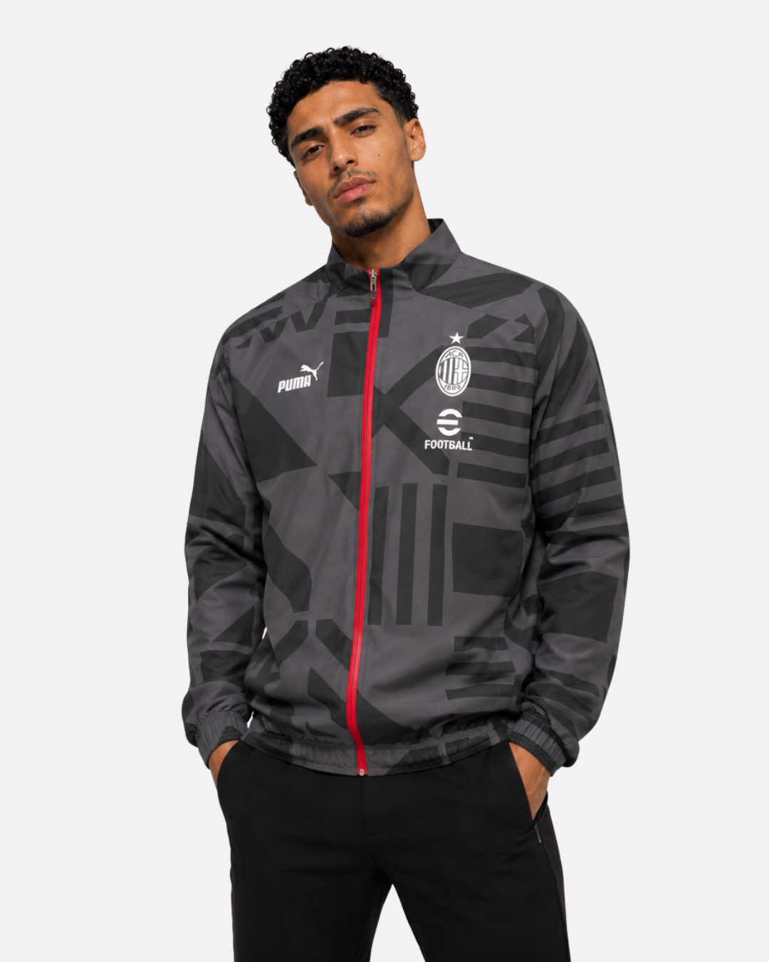 Veste de survêtement Milan AC - Noir/Gris/Rouge