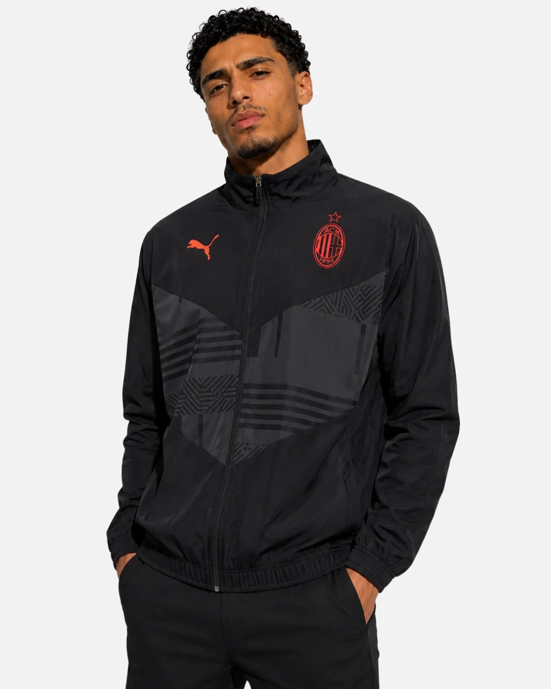 Veste de survêtement Milan AC - Noir/Rouge